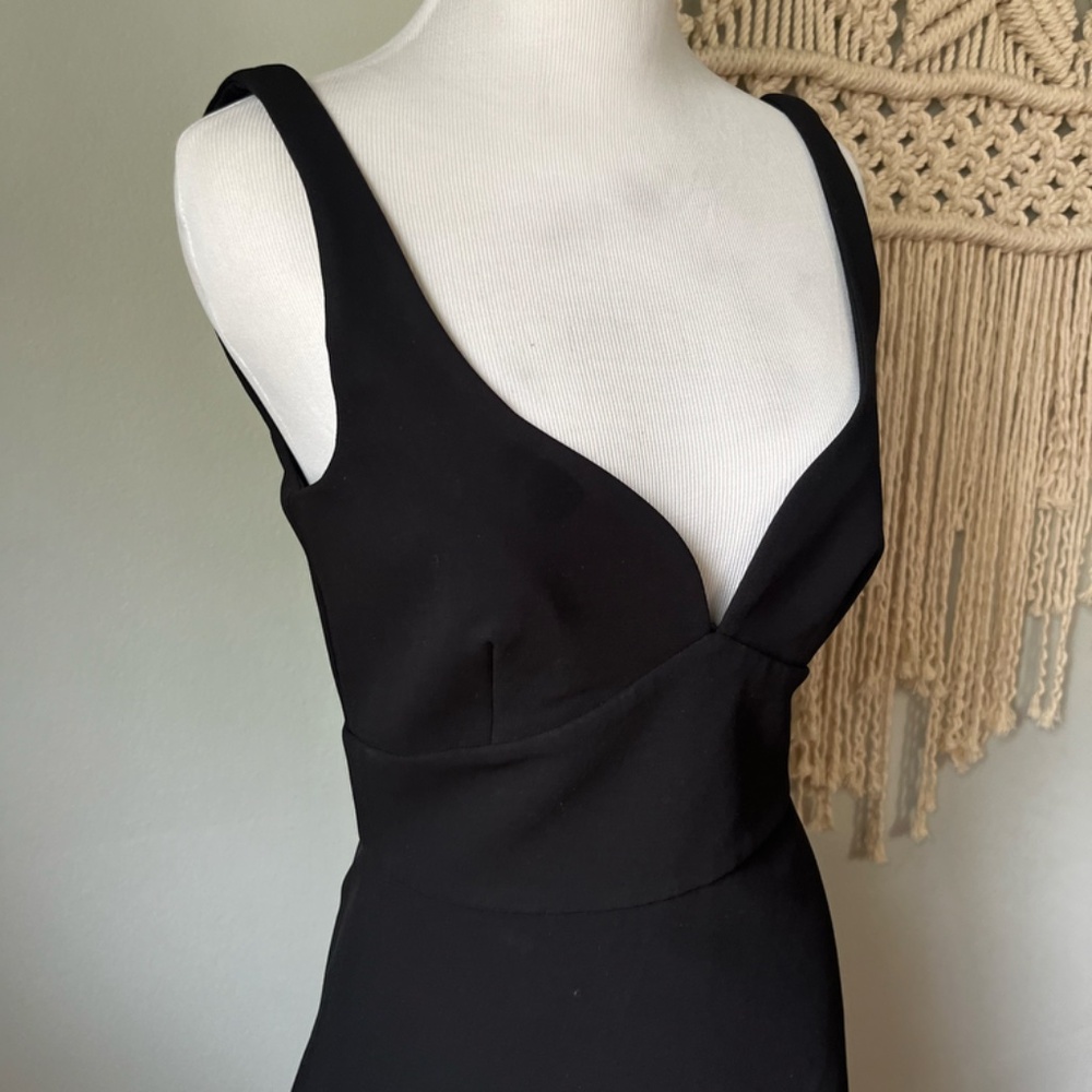 Jill Stuart Black Midi Dress with Plunging V-Neck - Picture 4 of 8